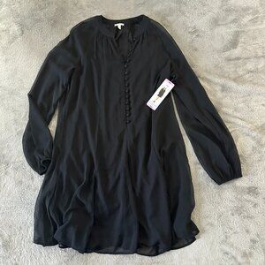 NWT Joie Black Long Sleeve Chiffon Swing Dress SMALL Boho Capsule